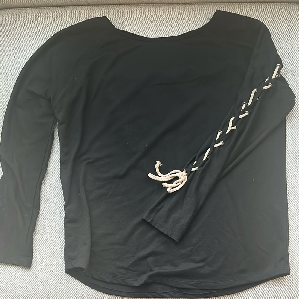 Black sweater with cool braided rope detail